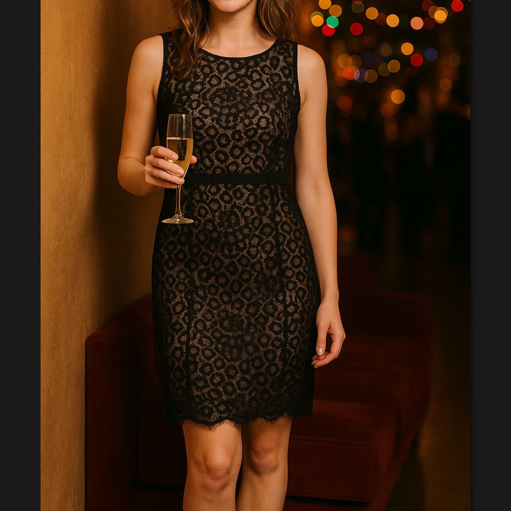 Lapis Size M Coquette Black Lace Sheath‎ Dress Y2K Nude Illusion Whimisgoth